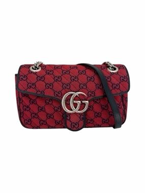 GUCCI 52❤️ Limited Edition Marmont Red & Navy GG Canvas Flap Shoulder/Crossbody